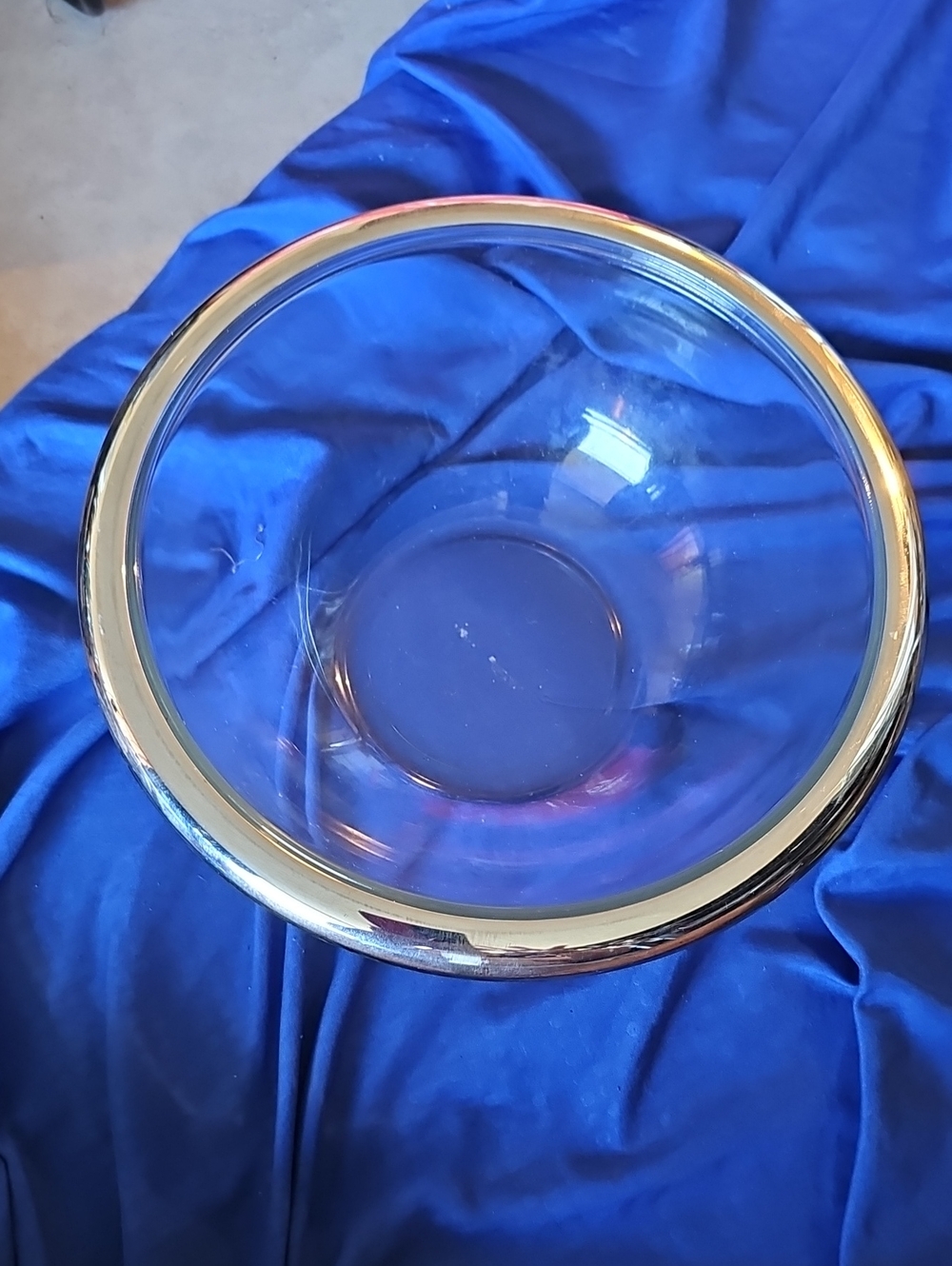 Clear Glass Bowl with Silver Plated Rim